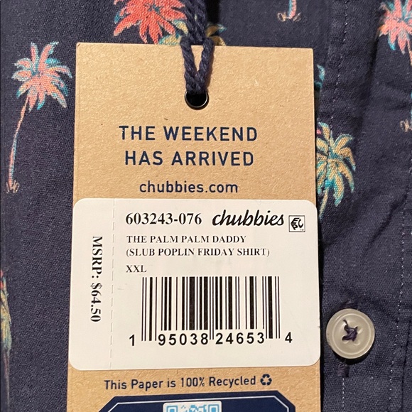 Chubbies Men's Dark Blue Tropical Print Shirt - Picture 3 of 4